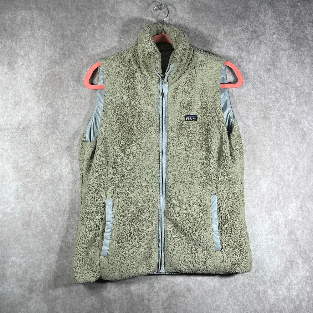 Patagonia Los Gatos Reversible‎ Vest Womens S Beige Gray Fleece Full Zip Outdoor